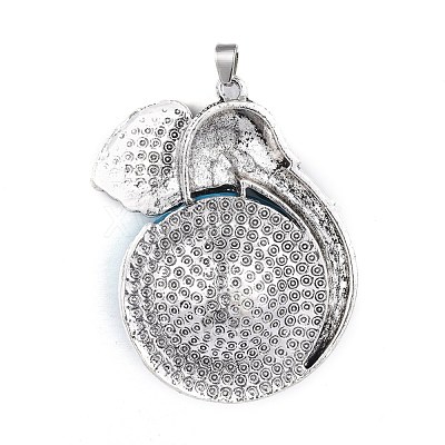 Antique Silver Tone Alloy Resin Animal Big Pendants PALLOY-J346-06AS-1