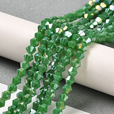 Opaque Solid Color Electroplate Glass Beads Strands GLAA-F029-P4mm-A08-1