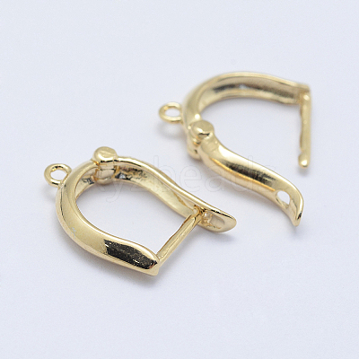 Brass Hoop Earring Findings with Latch Back Closure KK-F728-09G-NF-1