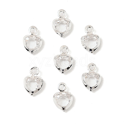 Heart Brass Glass Charms KK-S385-01S-1