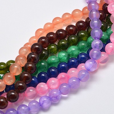 Dyed Natural Green Jade Beads Strands JBS053-10MM-M-1