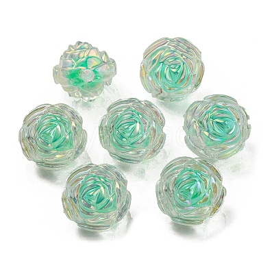 UV Plating Rainbow Iridescent Acrylic Beads OACR-P010-20E-1