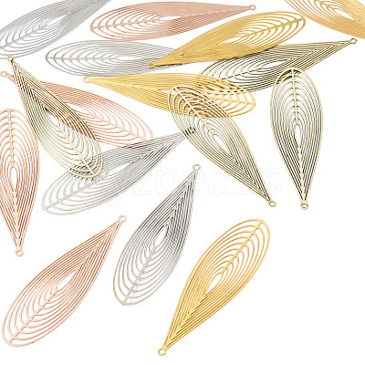 16Pcs 4 Colors Brass Filigree Pendants KKC-TA0001-08B-1