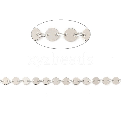 Anti-Tarnish Rhodium Plated 925 Sterling Silver Flat Round Link Chains STER-NH0001-27B-P-1