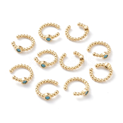 Brass Micro Pave Cubic Zirconia Cuff Earrings EJEW-H109-01A-G-1