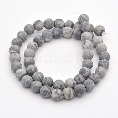 Natural Map Stone/Polychrome Jasper/Picasso Stone/Picasso Jasper Beads Strands X-G-D657-10mm-1