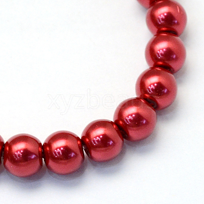 Baking Paint Pearlized Glass Pearl Round Bead Strands HY-Q003-6mm-51-1