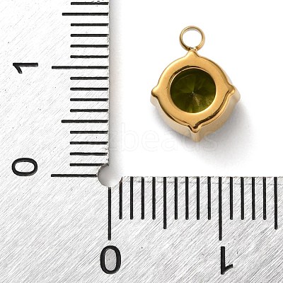 304 Stainless Steel Micro Pave Cubic Zirconia Pendants STAS-K292-01G-08-1