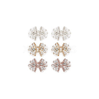 6Pcs 3 Colors Alloy with Glass Rhinestone Bowknot AJEW-NB0006-23-1
