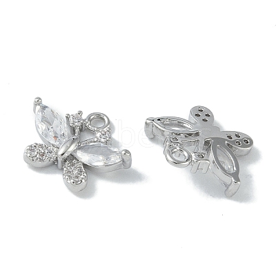 Brass Micro Pave Clear Cubic Zirconia Charms KK-H482-09P-01-1