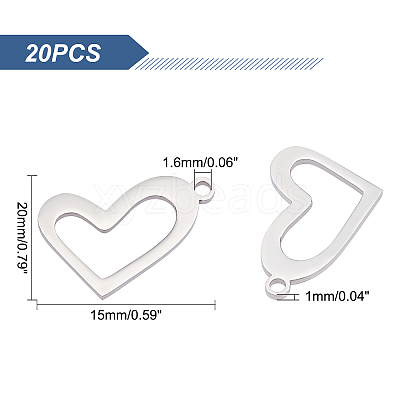 20Pcs 304 Stainless Steel Pendants STAS-UN0031-64-1