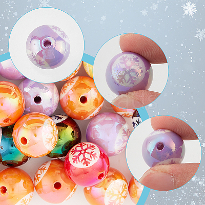 50Pcs UV Plating Opeque Acrylic Beads MACR-SC0001-51B-1