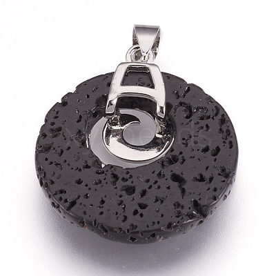 Natural Lava Rock Pendants KK-F751-D15-1