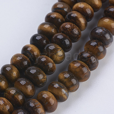 Grade AB Natural Tiger Eye Beads Strands G-P354-02-6x4mm-1