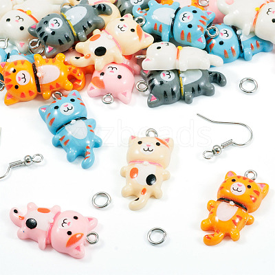 DIY Cat Shaped Resin Dangle Earring Making Kit DIY-TA0009-93-1