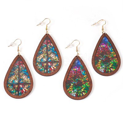 2Pairs 2 Colors Acrylic Dangle Earrings for Women EJEW-TA0001-53B-1