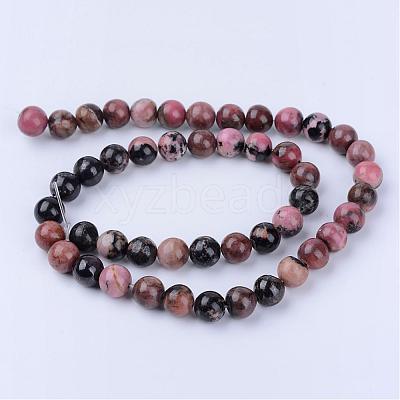 Natural Rhodonite Beads Strands G-Q462-8mm-25-1
