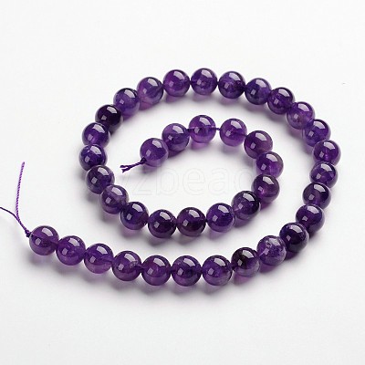 Round Natural Amethyst Gemstone Bead Strands G-J333-01-6mm-1