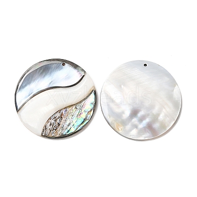 Natural Freshwater Shell & Black Lip Shell & Paua Shell Pendants SHEL-F007-08-1