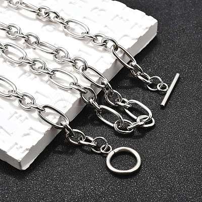 Non-Tarnish Unisex 304 Stainless Steel Figaro Chain Necklaces NJEW-H215-03P-1