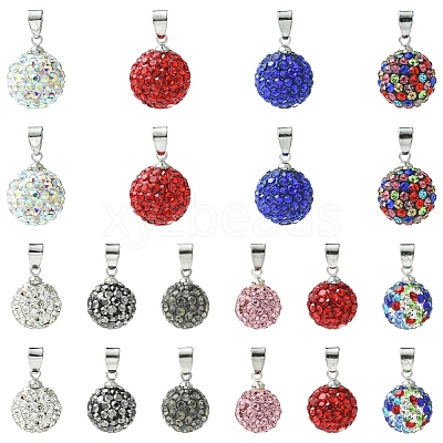 10Pcs Handmade Polymer Clay Rhinestone Pendants RB-YW0001-29A-1