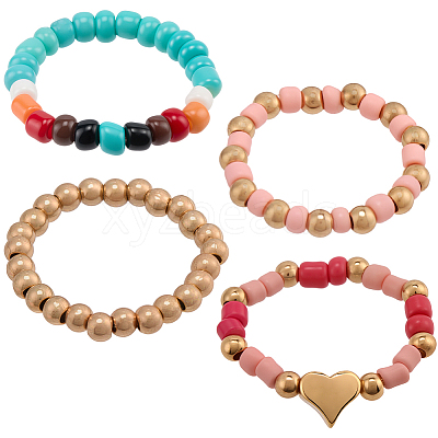 6Pcs 2 Styles Glass Beaded Decorative Rings for Smartwatch Band AJEW-CP0009-94B-1