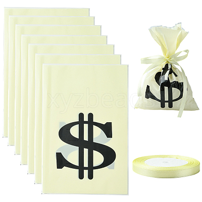 100Pcs OPP Cellophane Black Dollar Sign Packaging Bags ABAG-SP0001-44-1