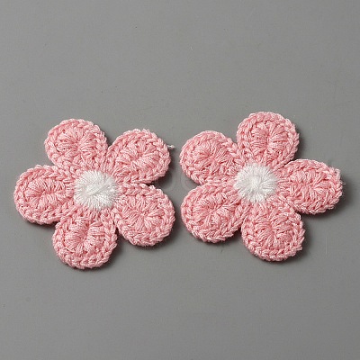 5-Petal Flower Shape Two Tone Crochet Appliques DIY-WH0399-61A-1