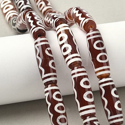 Rice Shape Tibetan Style dZi Beads Strands G-A269-A14-01-1