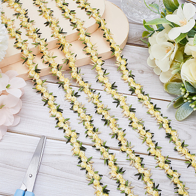 15 Yards Flower Polyester Embroidery Lace Ribbon OCOR-WH0070-77H-1
