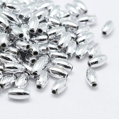 Plating Eco-Friendly Plastic Beads KY-K002-03-8x4mm-S-1