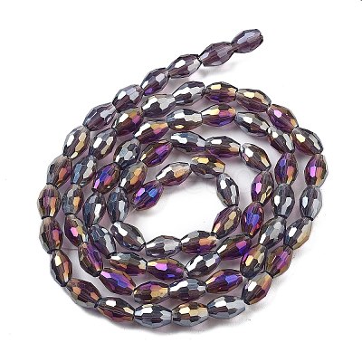 Transparent Electroplate Glass Beads Strands EGLA-A037-T6x8mm-B14-1