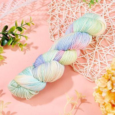 1 Skein 80% Wool 20% Acrylic Fiber Rainbow Segment Dyed Yarn OCOR-TA0003-02D-1