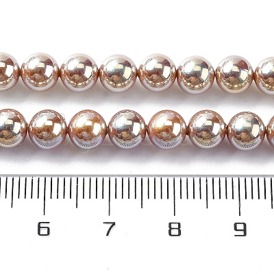 UV Plating Pearlized Glass Pearl Beads Strands GLAA-F128-01A-T15-1