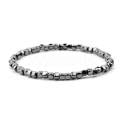 Gold-tone Miyuki Elastic Crystal Beaded Bracelet with Acrylic Tube Beads ST1057387-1