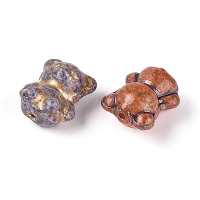 Picasso Baking Paint and Golden Metal Enlaced Glass Beads DGLA-T004-45M-1