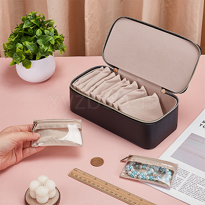 Portable Travel PU Leather Jewelry Organizer Handled Boxes CON-WH0107-71B-1