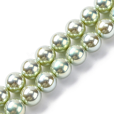 UV Plating Pearlized Glass Pearl Beads Strands GLAA-F128-01B-T14-1