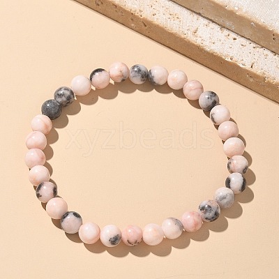 Natural Zebra Jasper Bead Stretch Bracelets BJEW-K212-A-035-1