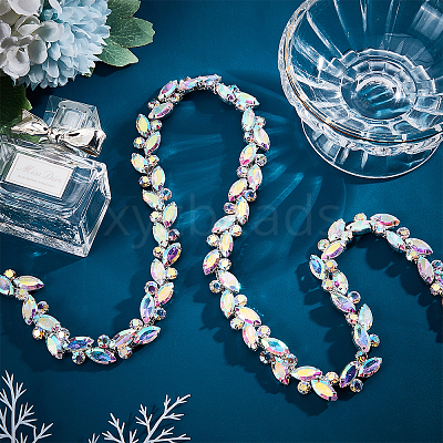 1 Yard(91.4cm) Iron Glass Rhinestone Strass Chains FIND-GF0002-38A-1