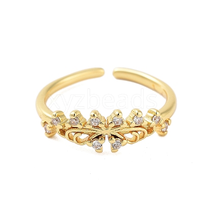 Brass Pave Cubic Zirconia Cuff Rings RJEW-U012-03G-01-1