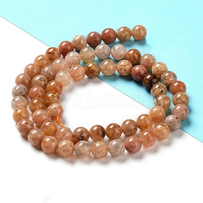 Natural Flower Agate Beads Strands G-B044-A01-01-1