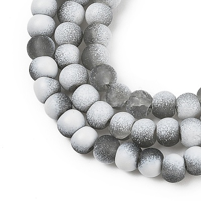 Frosted Crackle Glass Beads Strands GLAA-U001-4mm-M06-1