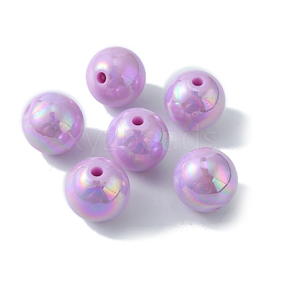 Pearlized Plastic Round Beads KY-WH0004-06B-1