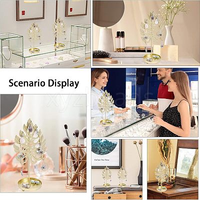 Iron Earring Display Stands with Round Tray EDIS-WH0016-018B-1
