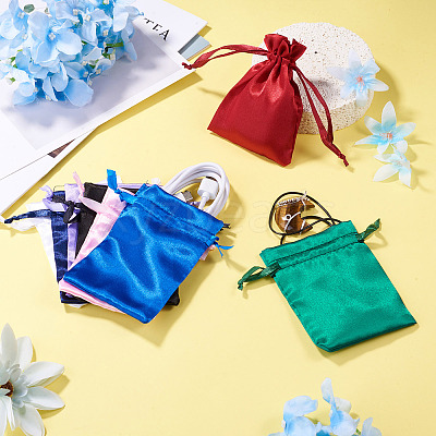 10Pcs Brocade Good Luck Fortune Drawstring Gift Blessing Bags PAAG-TADJ0001-01D-1
