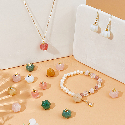 20Pcs 5 Colors Natural Green Aventurine & Topaz Jade & Rose Quartz PALLOY-FH00086-1