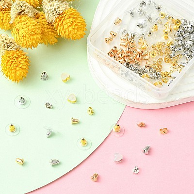 142Pcs 8 Style Brass & Silicone Earring Nuts KK-YW0001-44-1