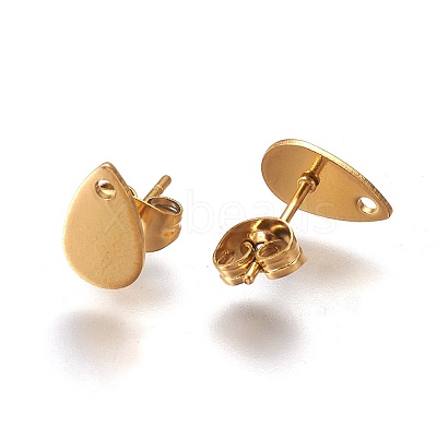 Ion Plating(IP) 304 Stainless Steel Stud Earring Findings LS-STAS-O119-11A-G-1