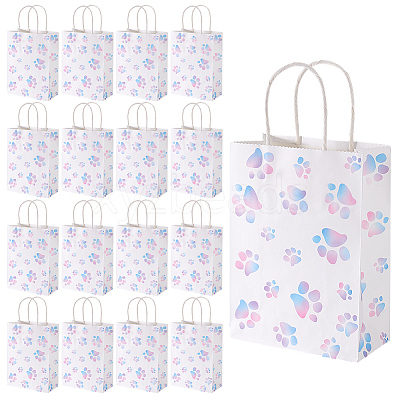 Rectangle with Paw Print Pattern Paper Storage Bags with Handle ABAG-WH0046-39B-1